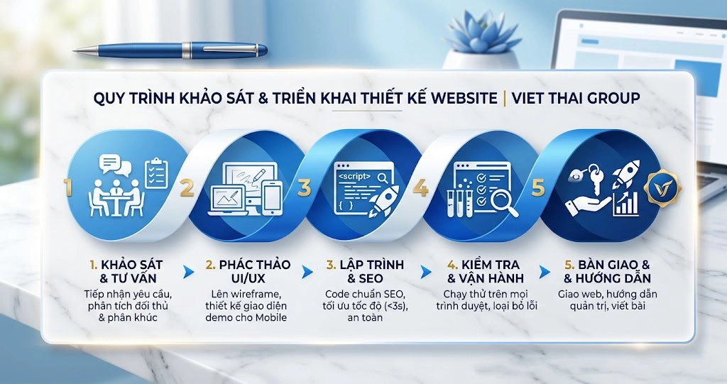 Quy trình khảo sát và triển khai thiết kế website tại Viet Thai Group