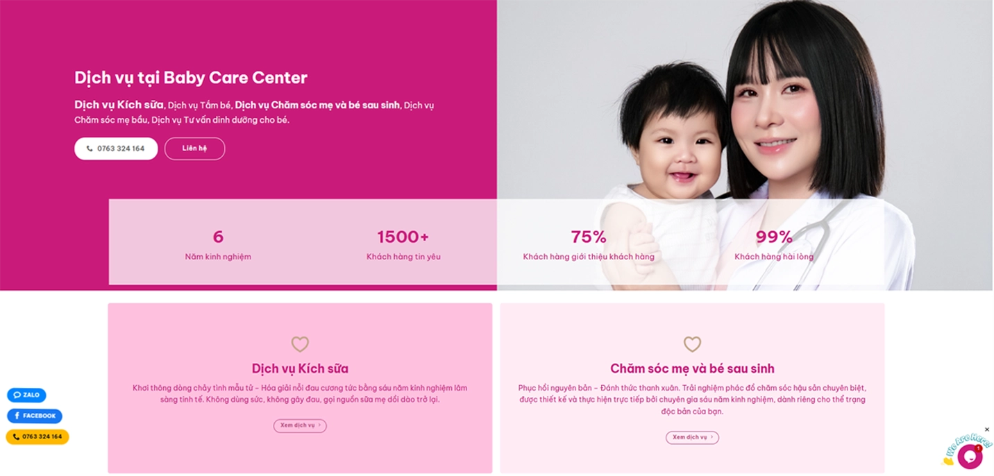 Tone màu Pastel chủ đạo của Website mẹ và bé.