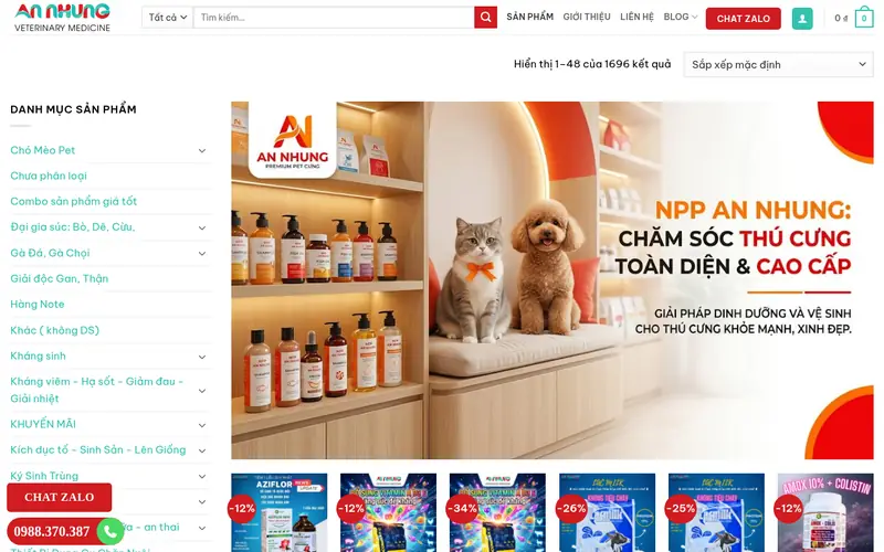 Thiết kế website Thú Y An Nhung - Website bán hàng